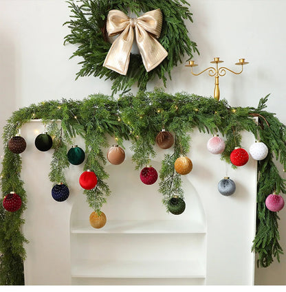 Bola de Natal de veludo bolas de enfeites de Natal de veludo de 8 cm para o Natal, 12 peças
