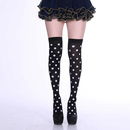 Meia calça infantil algodão bolinhas coloridas inverno e Meias altas até o joelho bolinhas