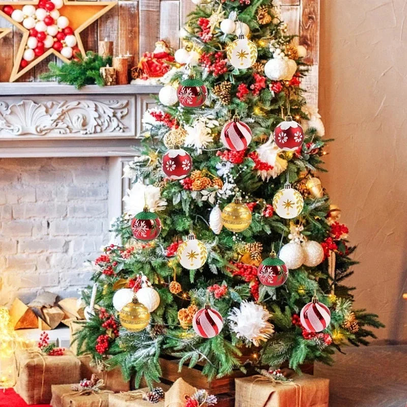 Bola Árvore de Natal Colorida Pintura 24 Peças de Enfeites de Bola de Natal, 6 cm Enfeites