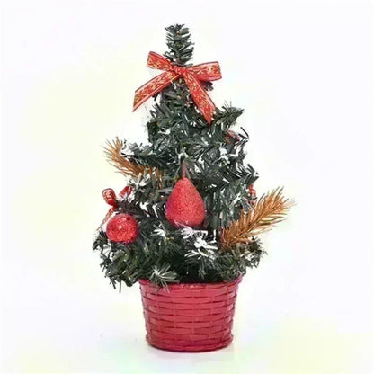 Mini árvore de Natal artificial de 20 cm pequena árvore de Natal com laço bola de Natal
