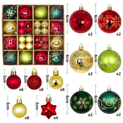Bolas Natal 44 Unidades de Bolas para Enfeitar Árvore de Natal, Ouro Branco, Tamanho Real