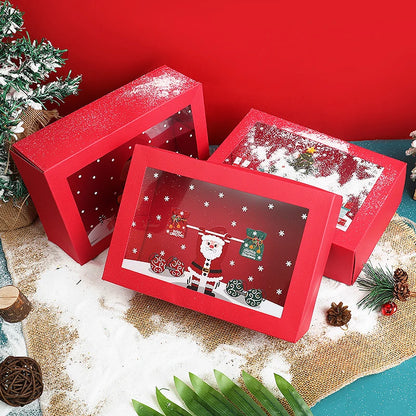 Caixa Pacote 1 Caixas de Biscoito de Natal Janela, Caixas de Presente de Papel Vermelho