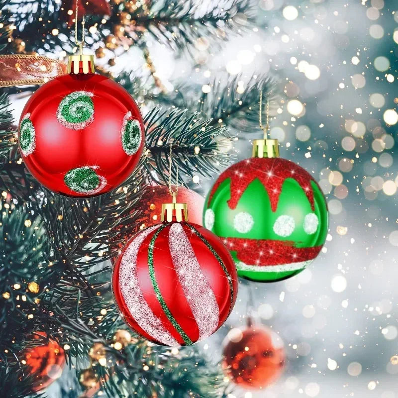 Bola Árvore de Natal Colorida Pintura 24 Peças de Enfeites de Bola de Natal, 6 cm Enfeites