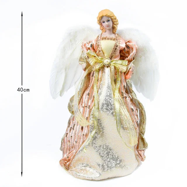 Anjo decorativo para árvore de natal enfeite de árvore de anjo Natal de 40,64cm com asas