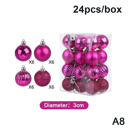 Bolas de Natal 24 Peças de Enfeites de Bola de Natal de (3cm)/6cm*6cm*6cm*6cm Natal