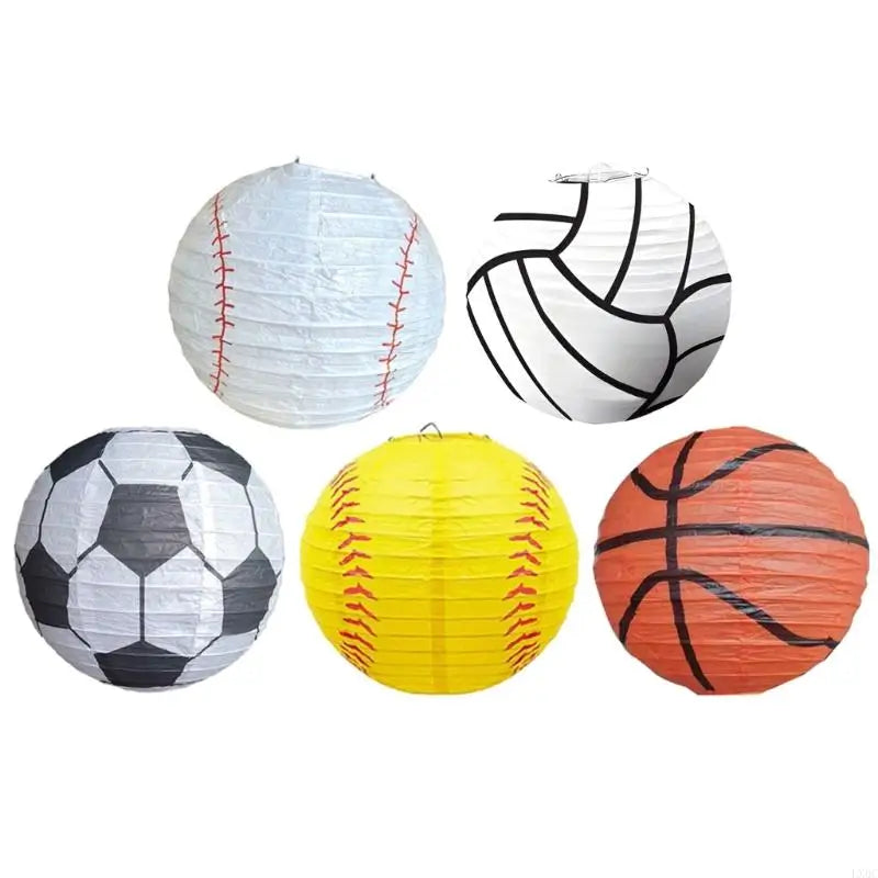 6 Peças lanternas de papel esportivas 20,32 cm beisebol basquete futebol esportes