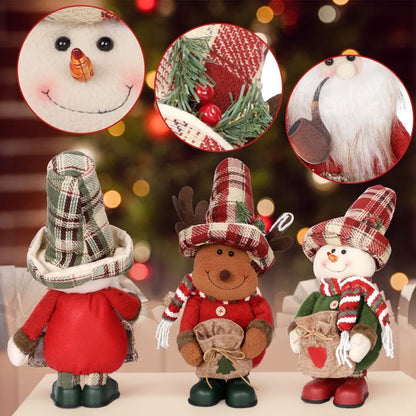 Boneco Ornamentos de Boneco Pelúcia Natal Papai Noel Sentado Boneco de Neve e Alce