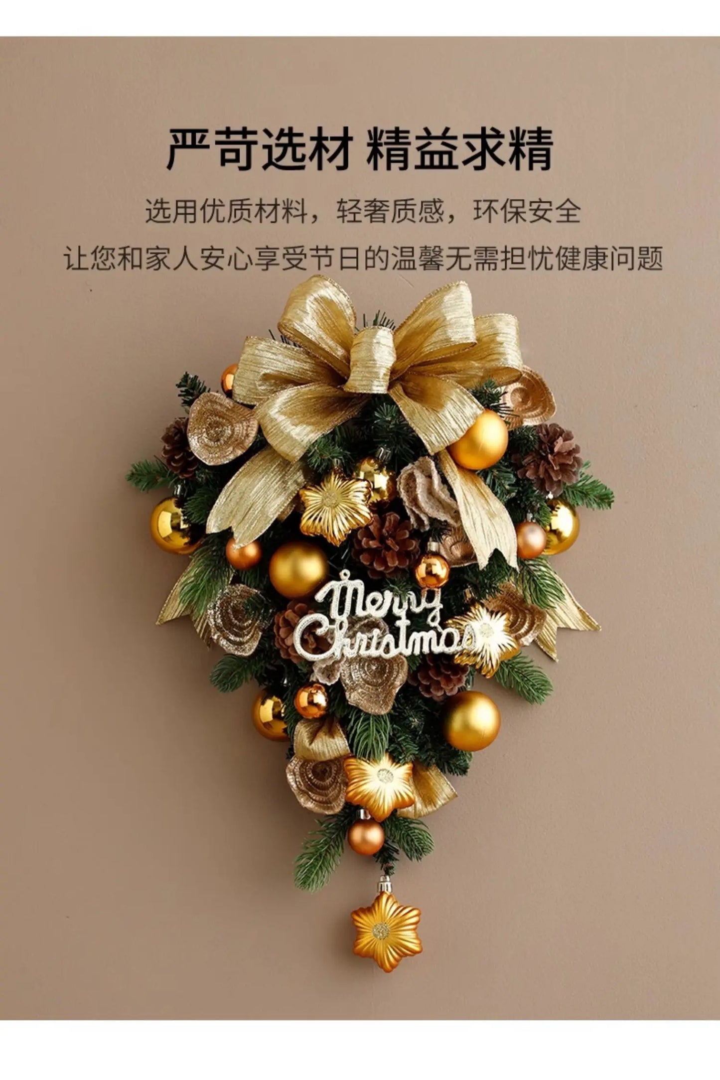 Guirlanda de Natal Nevada com Bolas Vermelhas, Pinhas e Azevinhos - Decoração Natalina