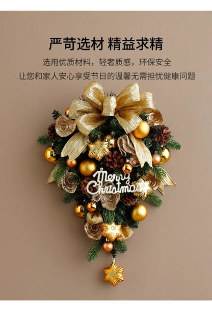 Guirlanda de Natal Nevada com Bolas Vermelhas, Pinhas e Azevinhos - Decoração Natalina