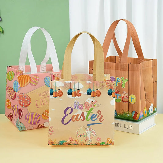 Sacola da Páscoa pacote c/ 1 sacos de presente Feliz Páscoa com alças – Saco reutilizável