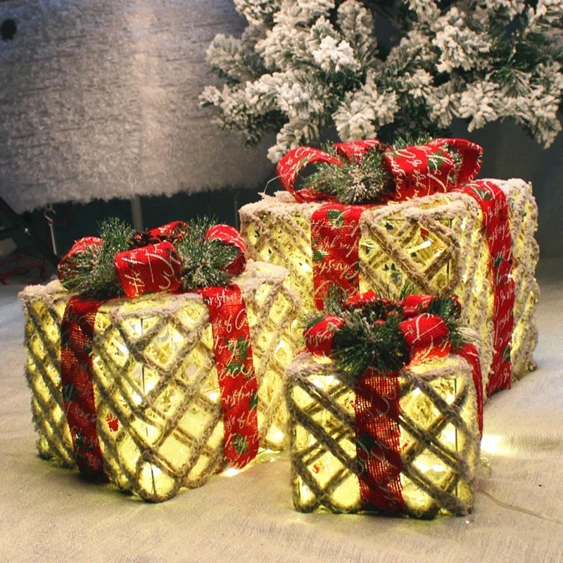 Caixas de presente, decorações de Natal, conjunto de 3 caixas vermelhas festa e feriado