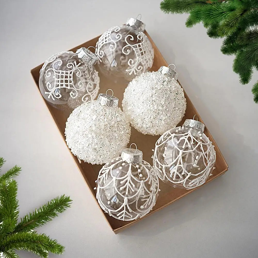 Bolas de Natal 6 Peças de Bolas de Natal de 6 cm Verde Vermelhão Brilhante Pendurar