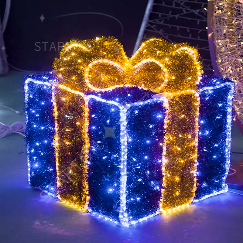 Caixa de Presente Decorativa RGB para Natal, Caixa de Presente Iluminada LED