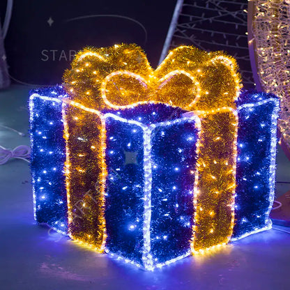 Caixa de Presente Decorativa RGB para Natal, Caixa de Presente Iluminada LED