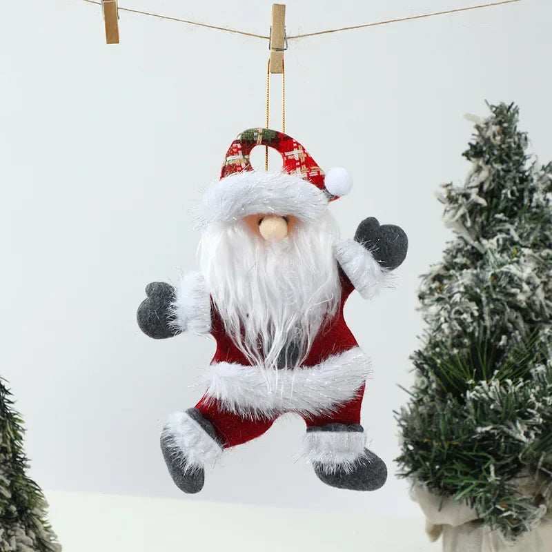 Kit Enfeites de Natal Boneco Sentado de Papai Noel Neve e Rena Decoração Natalina