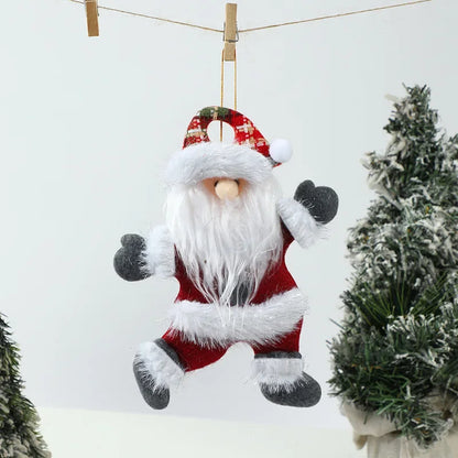 Kit Enfeites de Natal Boneco Sentado de Papai Noel Neve e Rena Decoração Natalina