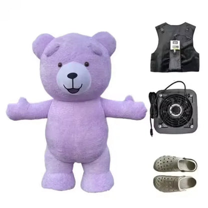 Fantasia Urso Polar Inflável Natal Mascote Traje kit Completo Mascote para Natal