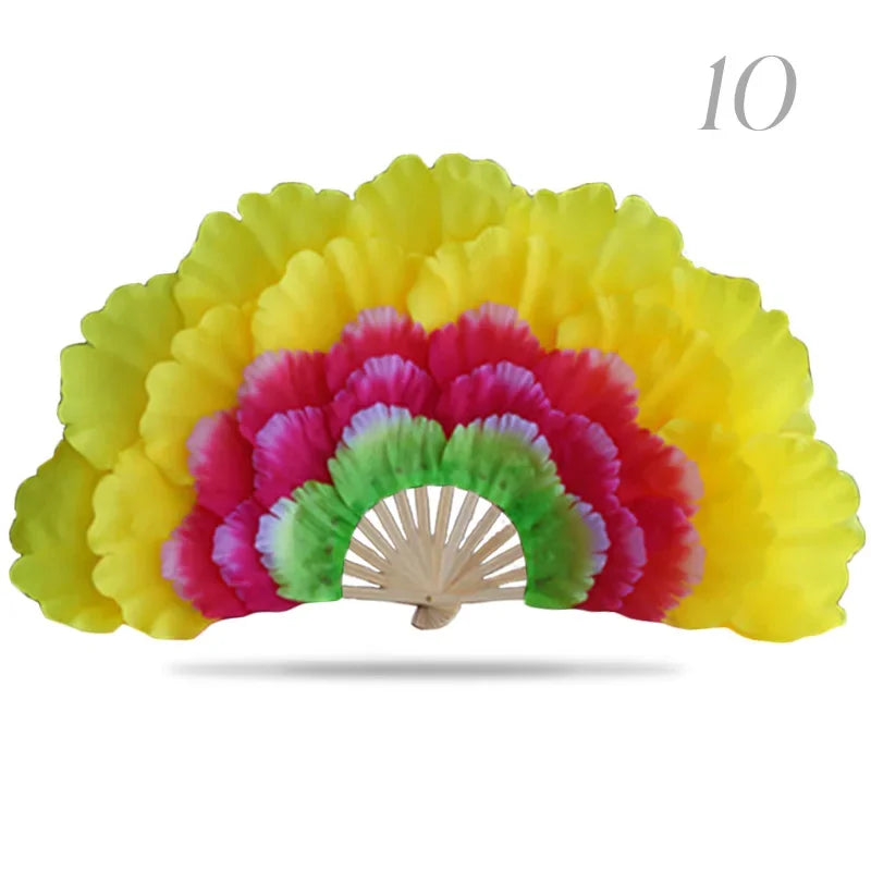 Leque Retrô Dobrável Peônia Flor Fã de seda dança, fã dança nacional, ventilador dobrável