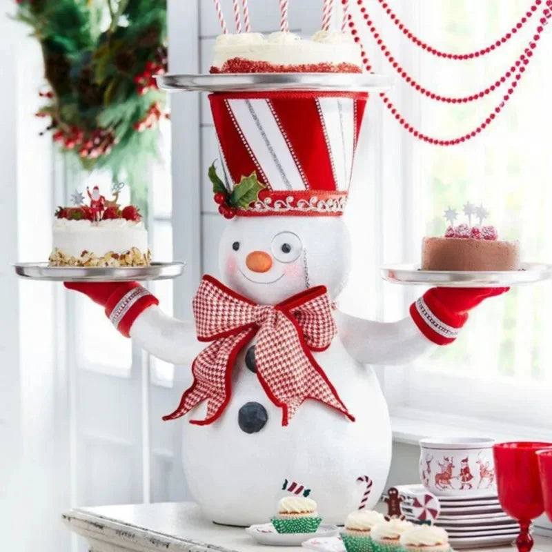 Suporte de Doces Boneco de Neve Enfeite Decorativo de Natal, Formato Boneco de Neve em Resina