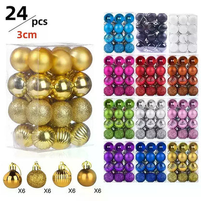 Bola de Natal 24 Peças de Enfeites de Natal Inquebráveis, 3m*6cm Conjuntos de Bolas