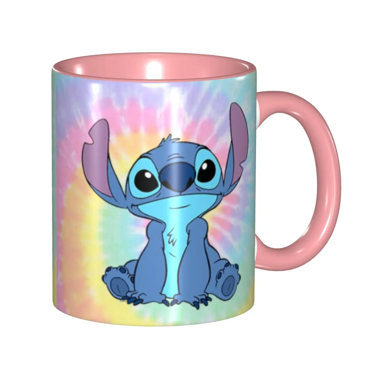 Caneca Lilo & Stitch Caneca de cerâmica floral (decalque através da alça), 590 ml