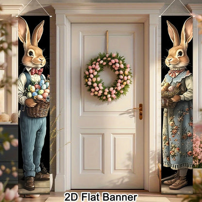 Banner de Páscoa decoração de páscoa faixa de varanda feliz Páscoa sinal de boas-vindas