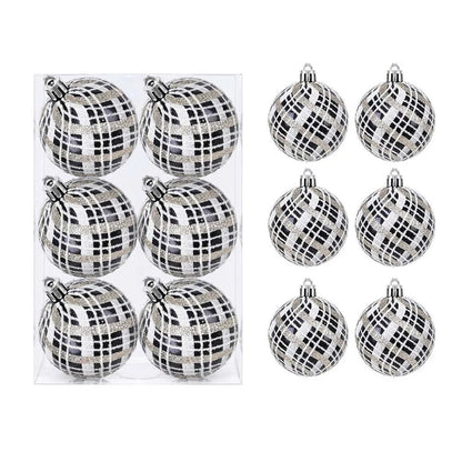 Bolas Natal Preto Branco Decoração de Natal Decorativa de 6 cm/6 Peças ou 8 cm/6 Peça