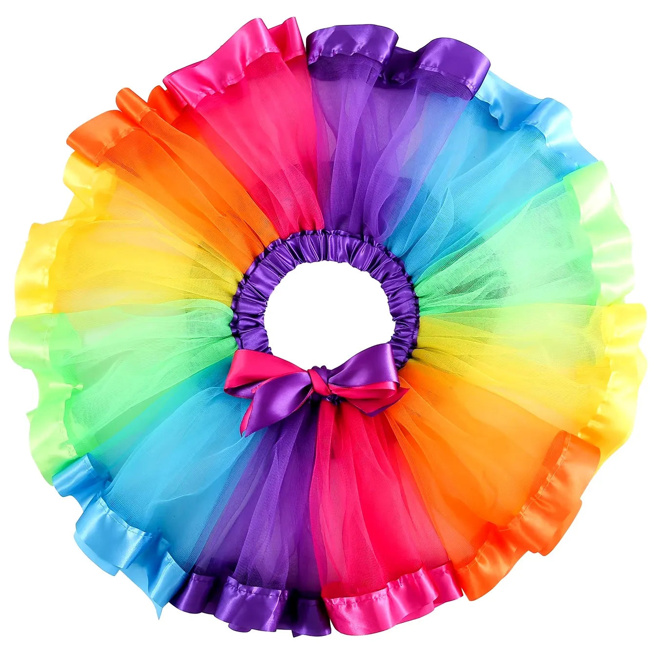 Saia de dança Carnaval tutu com laço e saia para meninas, roupa de arco-íris