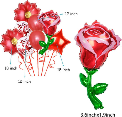Balões Feliz Dia das Mães 8 peças vermelho e rosa fantasias, balões metalizados, festas