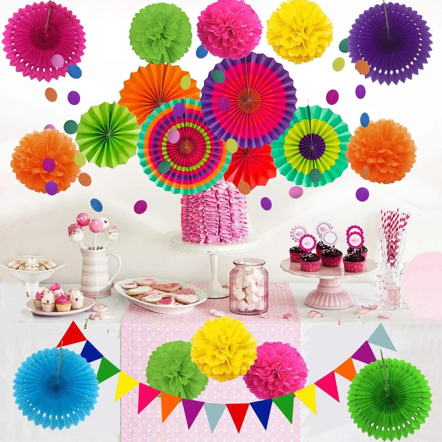 Decoração De Festa Pompom Com Ventilador De Guirlandas De Estilo De Suspensos