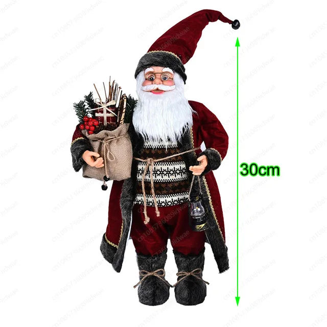 Boneco Papai Noel Figura de Papai Noel Bonita em Pé, Colecionável, Boneca de Papai Noel para Mesa de Escritório, Lantejoulas Prateadas