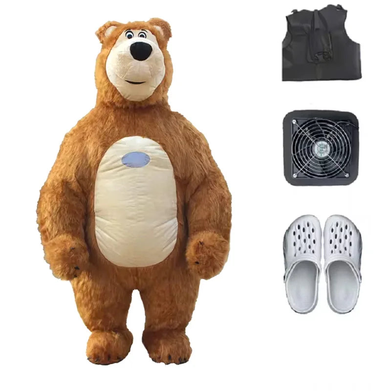 Fantasia Urso Polar Inflável Natal Mascote Traje kit Completo Mascote para Natal