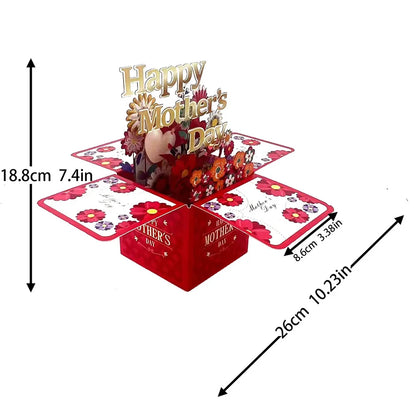 Cartões Melhor Mãe Caixa de Presente 3D Pop Up Cartão de Felicitações - Dia das Mães