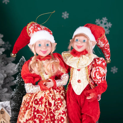 Conjunto de 2 elfos de Natal de 66 cm, adorável elfos vermelhos e verdes para pendurar
