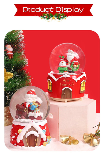 Globo de Neve de Natal, Bola de Cristal Iluminada, Enfeites de Bola de Vidro, Decorações