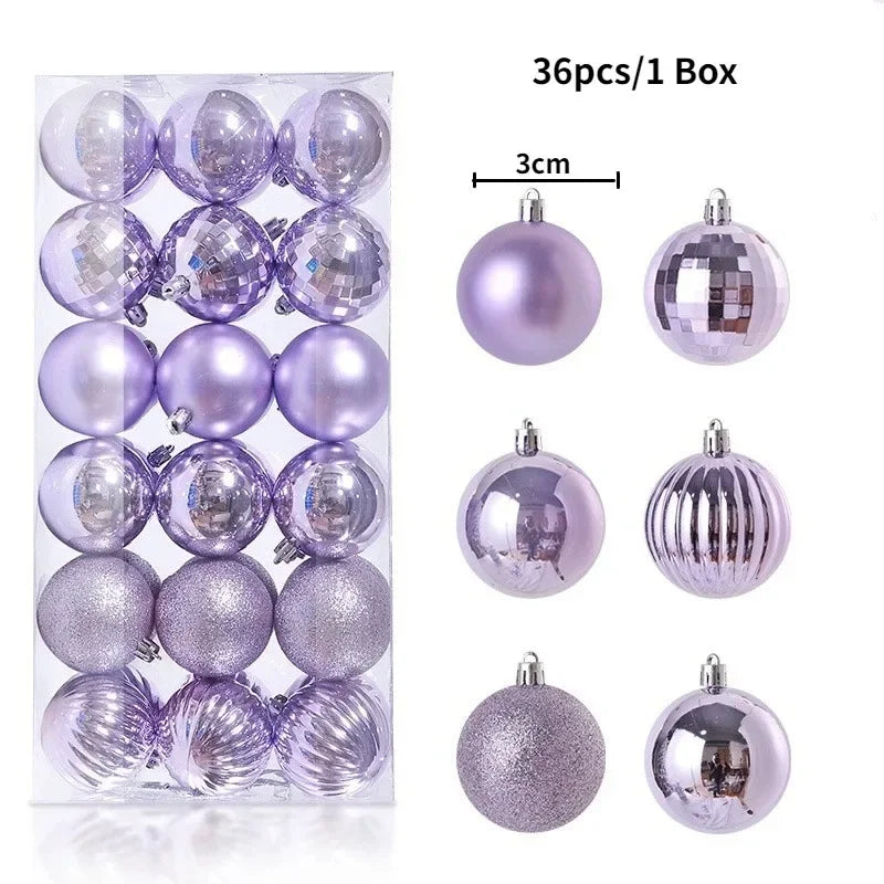 Bolas de natal Ornamentos de árvore de Natal de 3 mm de 36 quilates, grandes ornamentos