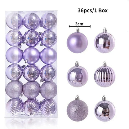 Bolas de natal Ornamentos de árvore de Natal de 3 mm de 36 quilates, grandes ornamentos