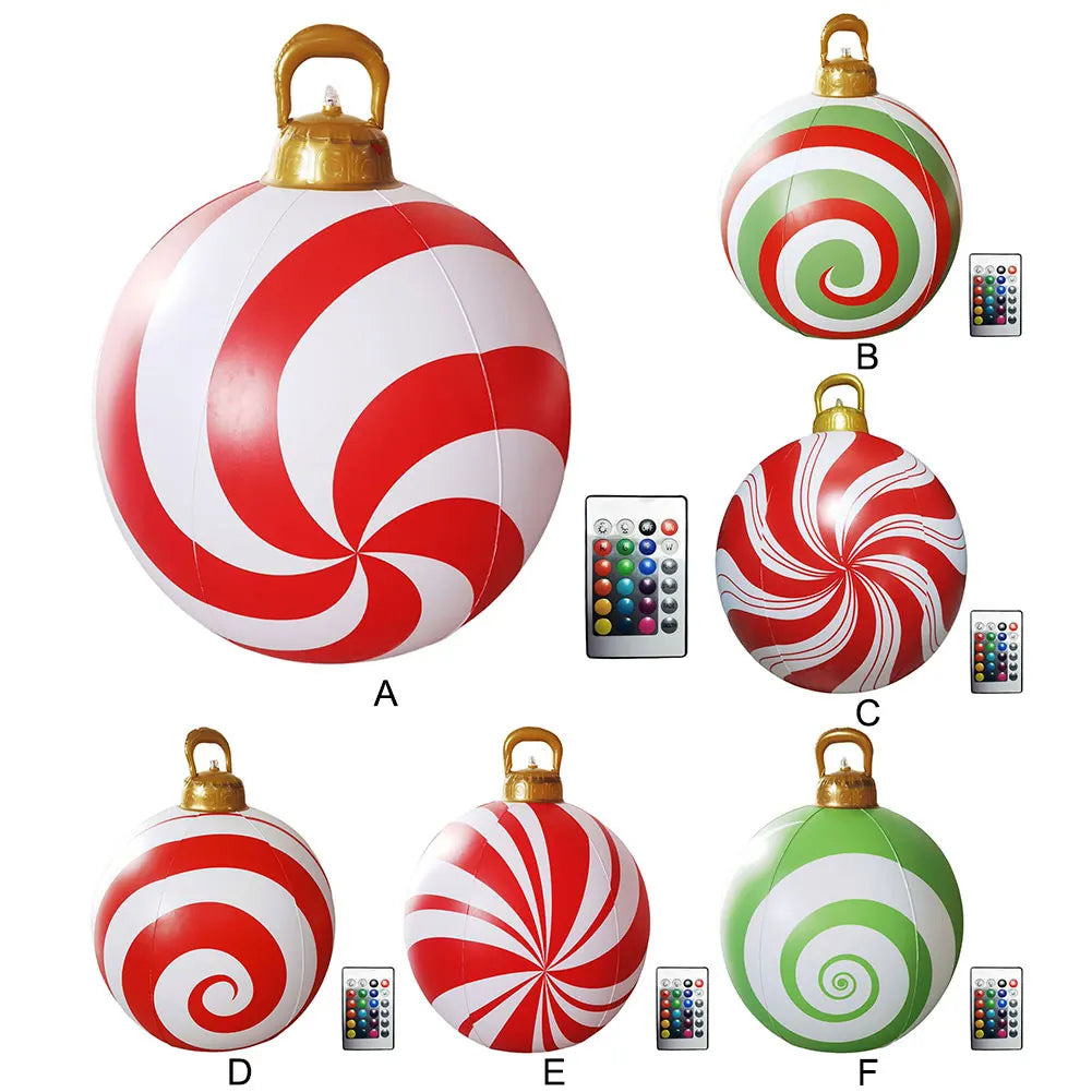 Grandes Bolas Infláveis de Natal, 24", Bola Inflável Gigante de PVC Decorada Natal e Bola
