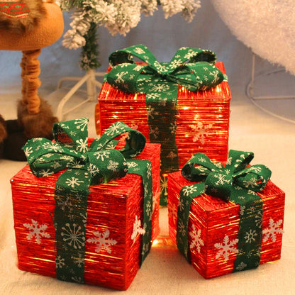 Caixas de presente, decorações de Natal, conjunto de 3 caixas vermelhas festa e feriado
