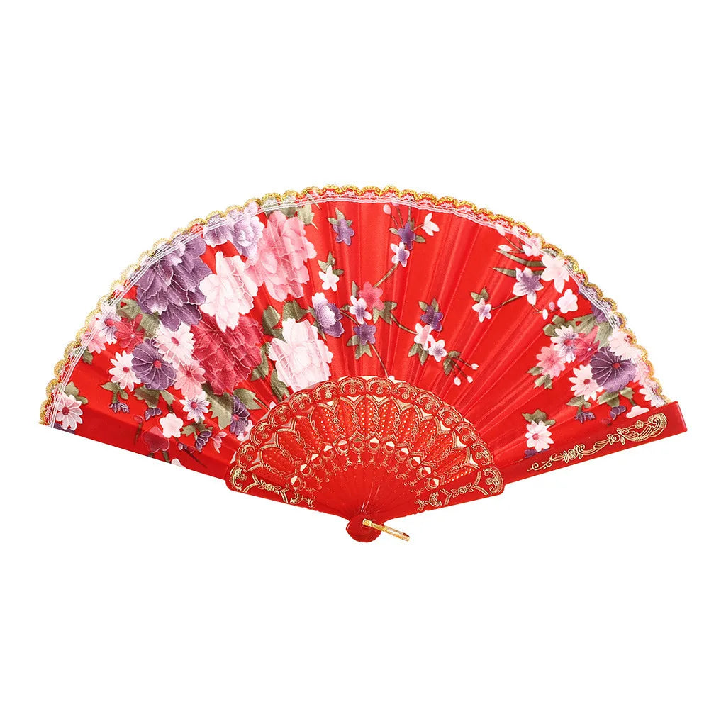Fãs de festa de renda com laço de seda dobrável estilo mão flor dança ventilador