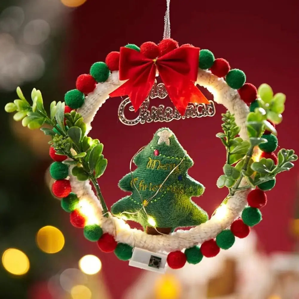 Guirlanda de Natal feita à mão com iluminação para decoração de festa de Natal