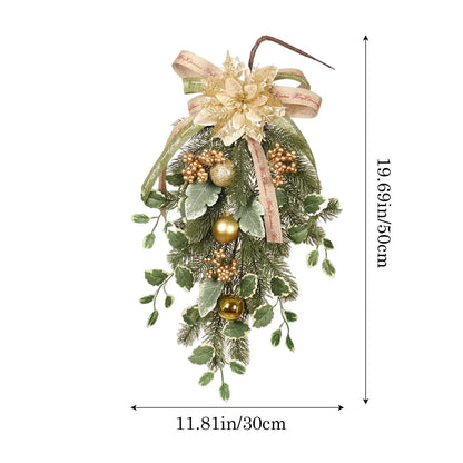 Guirlandas Coroa de Natal Guirlandas Coroa dourada com formato de sino e folhas pinheiro