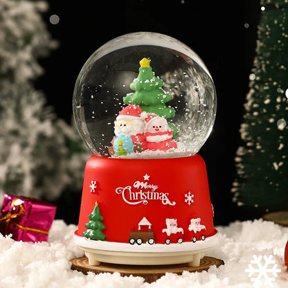 Globo de Neve de Natal, Bola de Cristal Iluminada, Enfeites de Bola de Vidro, Decorações