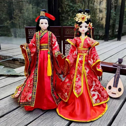 Boneca chinesa para menina, de boneca da Ásia com sapatos de suporte, cocar, boneca