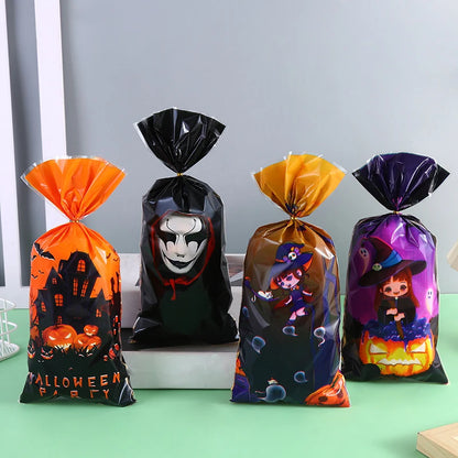 Sacolinha Fantasma Abóbora Feliz Halloween 50 Peças sacos de guloseimas de celofane