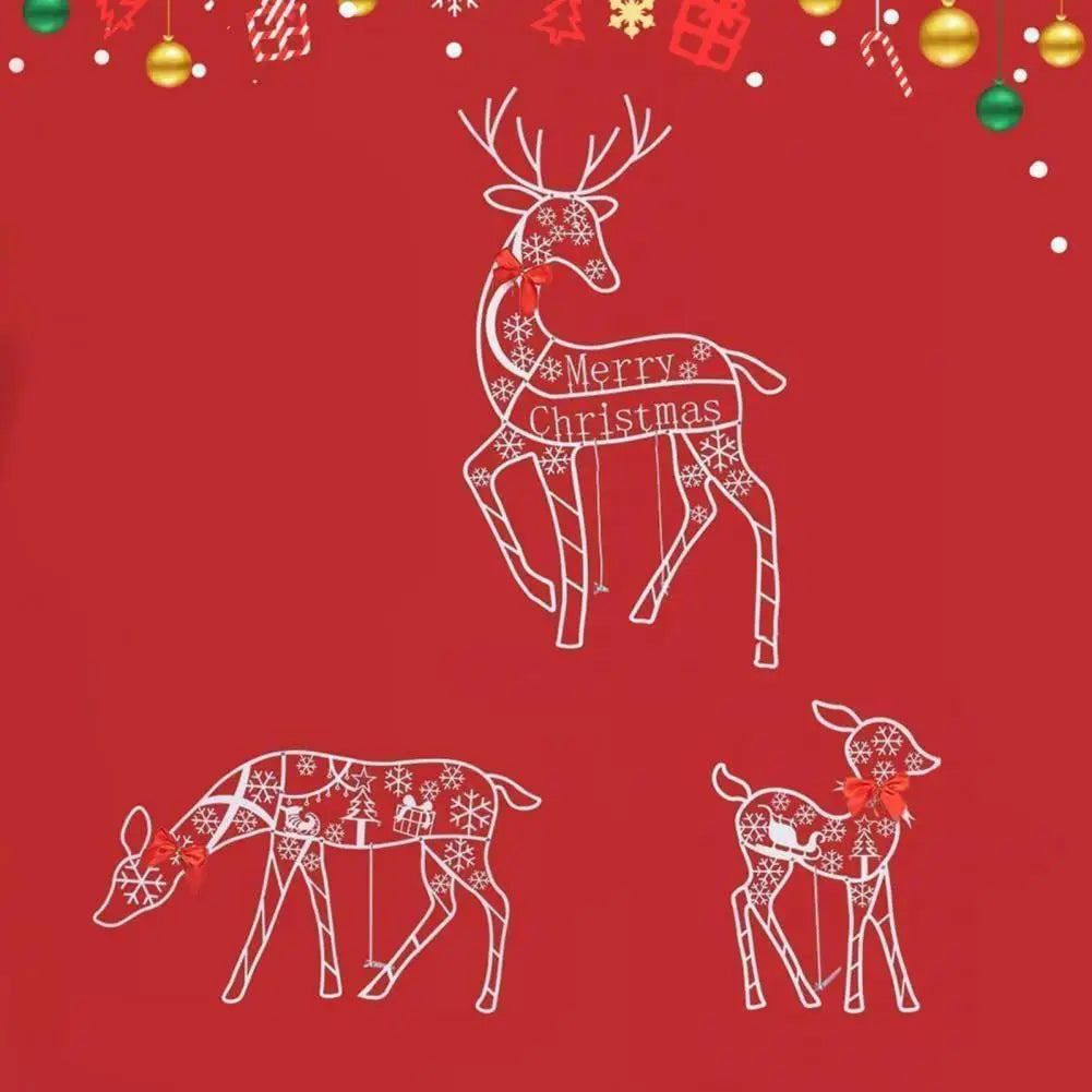 Estatueta de rena de natal iluminada ao ar livre, figuras iluminadas decoração de natal