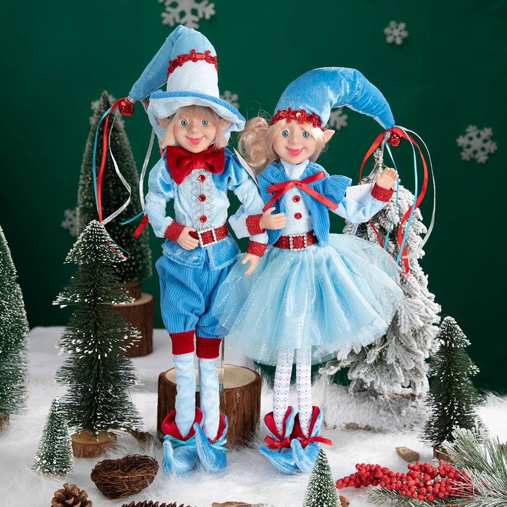 Elfo Decorativo para Shopping, Elfo Estatueta Pelúcia Artesanal Natal Vermelho, Verde, Rosa e Vinho