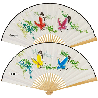 Leque Grande De Bambu Oriental 30cm Aberto e Leque Grande De Bambu