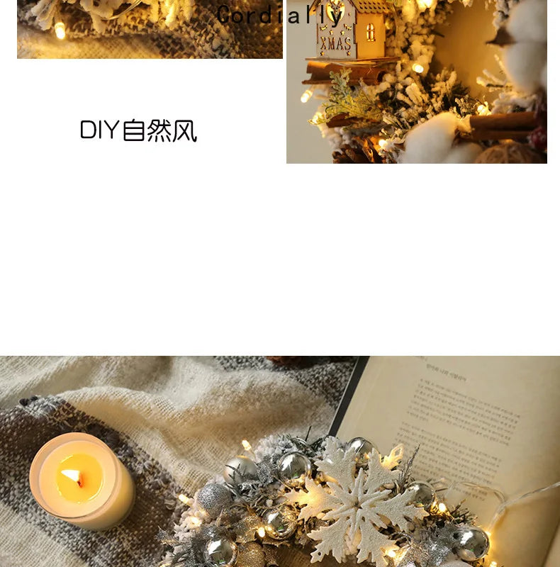 Guirlanda de outono de 50CM, elegante guirlanda de Natal champanhe dourado vermelho