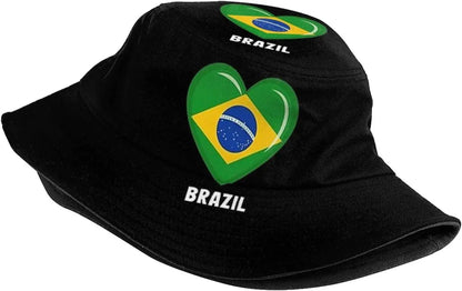 Chapéu Bucket Unissex com Estampa da Bandeira do Brasil, Estilo Pescador, Ideal Verão